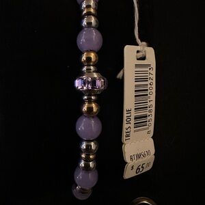 Tres Jolie Accessories Lavender and Metallic Bracelet